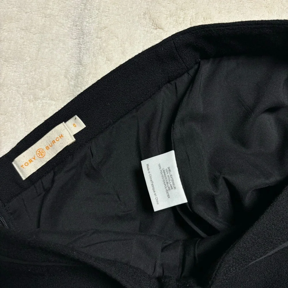 Tory‎ Burch Womens Black Pencil Skirt Size 0 Back Slit Wool Quiet Luxury Lined